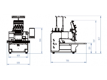 Single Head Embroidery Machine, 9/12/15 Needles