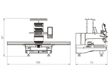 Single Head Embroidery Machine, Wide Area