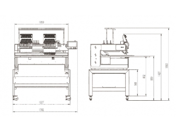 2 Heads Embroidery Machine, 9/12/15 Needles