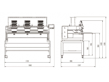 3 Heads Embroidery Machine, 9/12/15 Needles