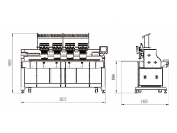 4 Heads Embroidery Machine, 9/12/15 Needles