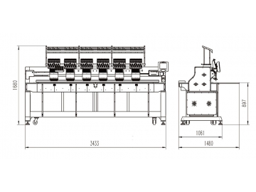 6 Heads Embroidery Machine, 9/12/15 Needles