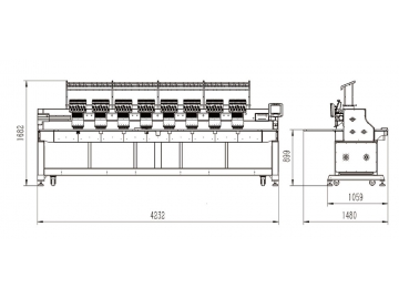 8 Heads Embroidery Machine, 9/12/15 Needles