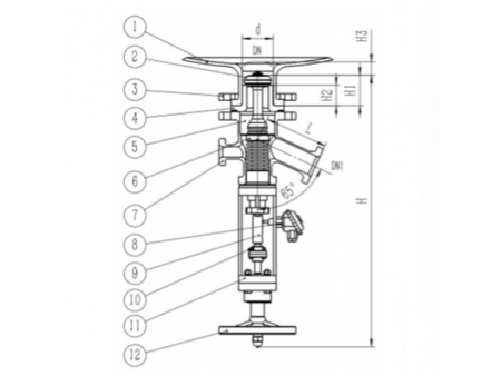 Glass Lined Bottom Outlet Valve, Manual Drain