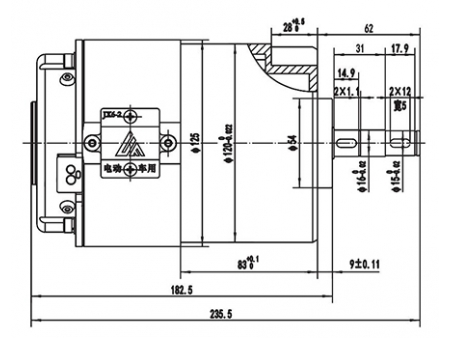 750W Horizontal Travel Drive Motor, PMDC Brushed Motor ZD125B2