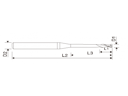 EMA13 2 Flute Micro Square End Mill, Long Neck End Mill