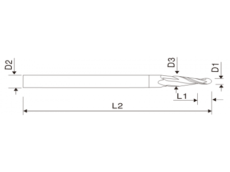 EMA16 2 Flute Ball End Mill with Taper Neck