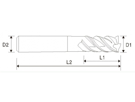 EMA03 4 Flute Square End Mill, Regular Length