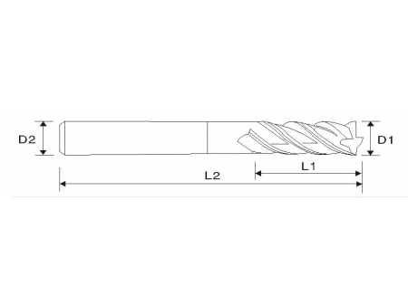 EMA04 4 Flute Square End Mill, Long Length