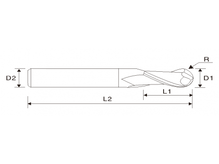 EMA05 2 Flute Ball Nose End Mill, 37°Helix, Regular Length