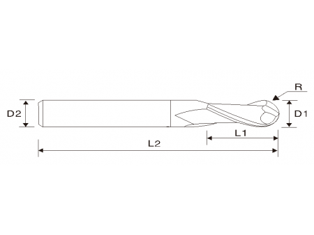 EMA06 2 Flute Ball Nose End Mill, 37°Helix, Long Length