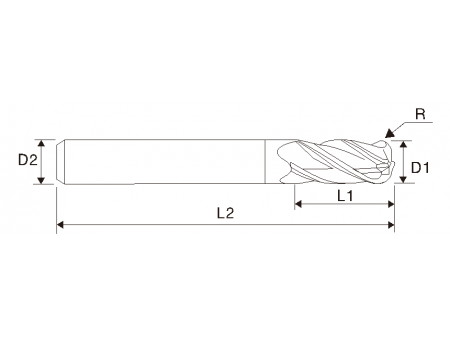 EMA09 4 Flute Corner Radius End Mill, Regular Length