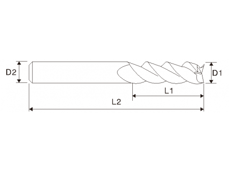 EMT12 3 Flute Carbide End Mill for Aluminum, Long Length