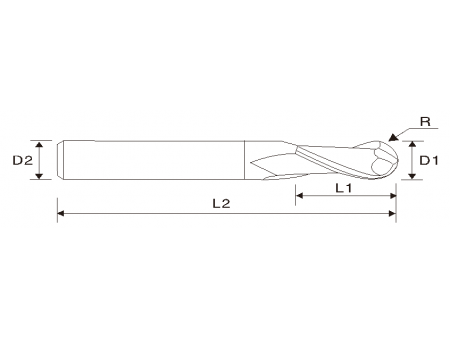EMT05 2 Flute Carbide Ball End Mill