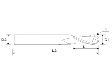 EMT06 2 Flute Carbide Ball Nose End Mill, Long Length