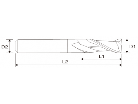 EMC01 X5070 Carbide Square End Mill, 2 Flutes