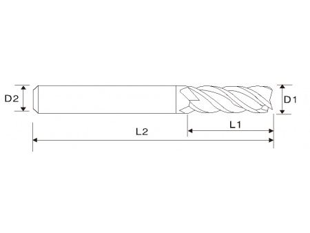 EMD02 Square 4 Flute Carbide End Mills, Titanium & Stainless Purpose