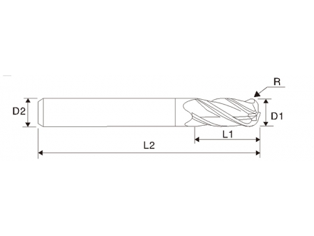 EMD05 Carbide, 5 Flutes Corner-Radius End Mill, High-Speed Milling