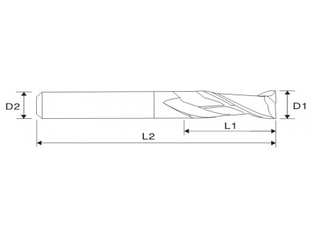 EME02 Carbide, 2 Flute Square End Mills with Long Neck