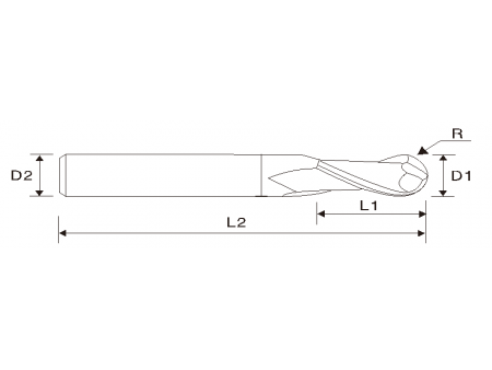 EME06 Carbide, 2 Flute Ball End Mills with Long Neck