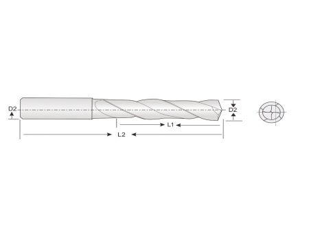 Solid Carbide Drill, 5xD, DIN6537, without Coolant Holes