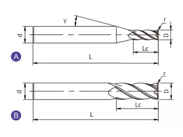 UC-R4  General Purpose Solid Carbide End Mill - Corner Radius - 4 Flutes