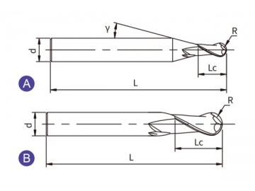 UC-BH2  General Purpose Solid Carbide End Mill - Ball Nose - 2 Flutes - Long Shank