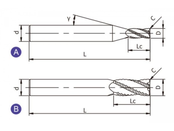 UN-S4  Solid Carbide Roughing End Mill - Square End - 4 Flutes