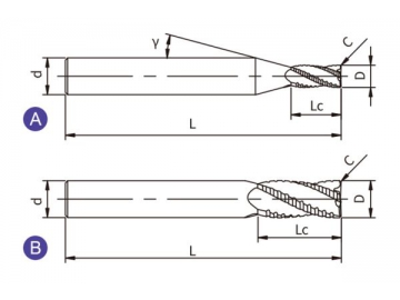 UR-S4  Solid Carbide Roughing End Mill - Square End - 4 Flutes