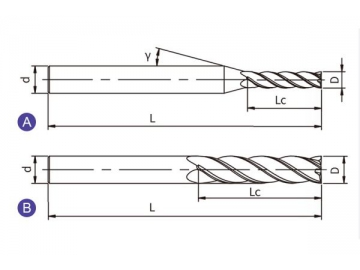 H-S6  Solid Carbide End Mill for Hardened Steel Machining - Square End - 6 Flutes