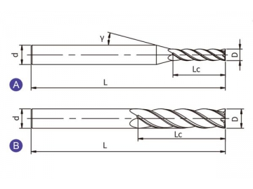 H-SL6  Solid Carbide End Mill for Hardened Steel Machining - Square End - 6 Flutes - Long Flute