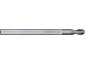 G-BN2  Solid Carbide End Mill for Graphite Machining - Ball Nose - 2 Flutes - Long Neck
