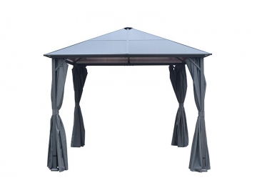 10' x 10' Hardtop Gazebo with Polycarbonate Roof with Polyester Curtain