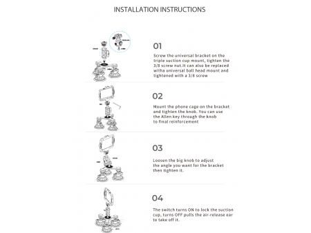 Triple Suction Cup Mount, UBA-T3/T3C