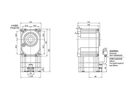 60mm 60W  Brushless DC Right Angle Gearmotor