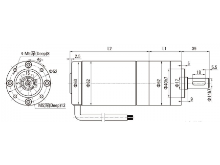 62mm 60W  Brush DC Planetary Gear Motor