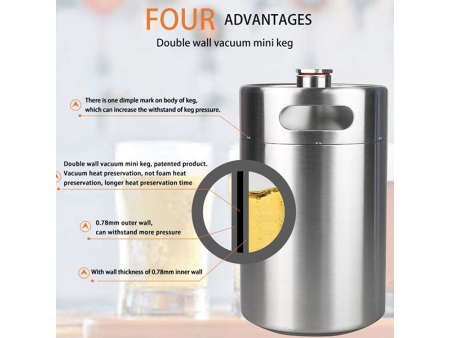 3.8L Double Wall Vacuum Insulated Mini Keg
