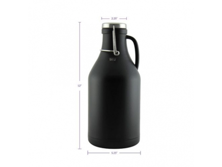 1.89L Black Double Wall Vacuum Insulated Flip Top Growler