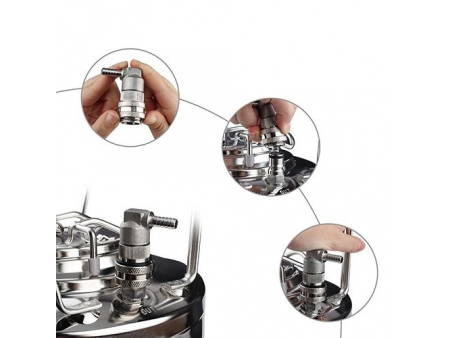 Gas-in Stainless Steel Ball Lock Quick Disconnect with 1/4'' Barb