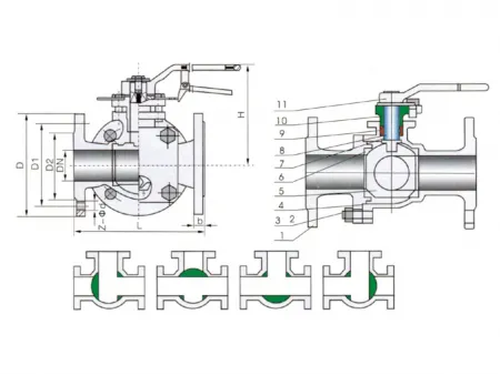 Flanged 3-Way T-Port Ball Valve