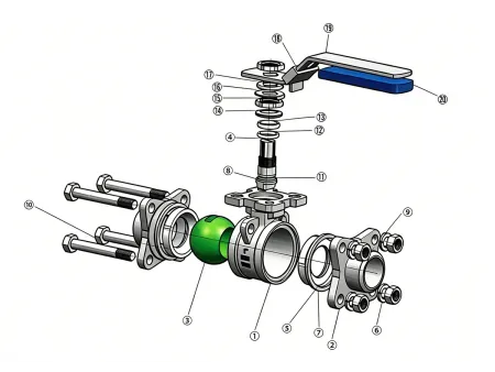 Three-Piece Butt Weld Ball Valve  (Stainless Steel Valve with 5211 Direct Mount Pad)
