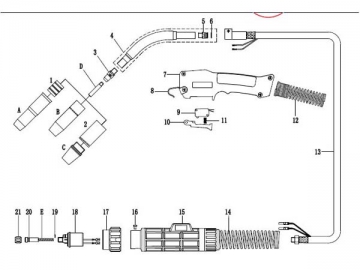 NT4 Welding Copper Air Cooled MAG Welding Gun NT4 Welding Copper Air Cooled MAG Welding Gun