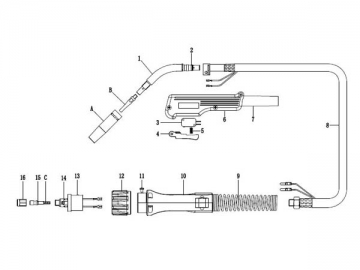 200A Welding Copper Air Cooled Welding Gun 200A Welding Copper Air Cooled Welding Gun