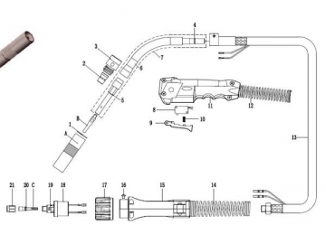 500A Air Cooled CO2 Welding Gun 500A Air Cooled CO2 Welding Gun