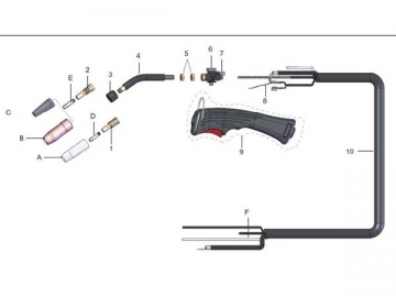 QTB-100AF Air Cooled Welding Torch (European Gun Neck)