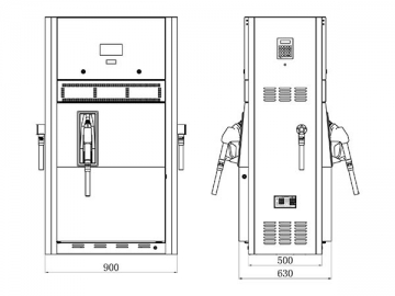 2-Nozzle Fuel Dispenser with Shorter Frame