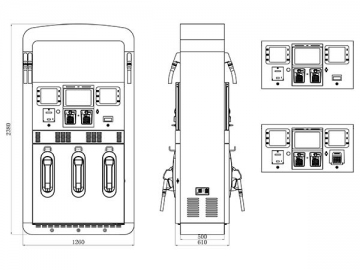 Fuel Dispenser with 6 Dispensing Nozzles