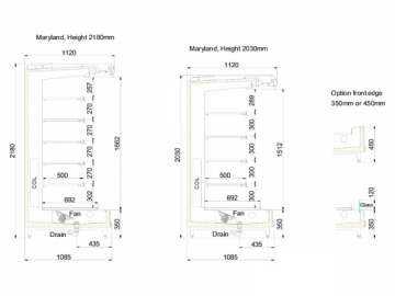 Double Air Curtain Multideck Display Cabinets