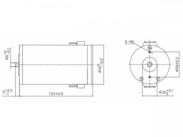 PMDC Brushed Motor, 90mm