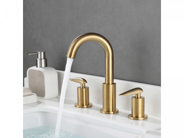 Brushed gold 3 holes widespread basin faucet SW-BFL002 Brushed gold 3 holes widespread basin faucet SW-BFL002